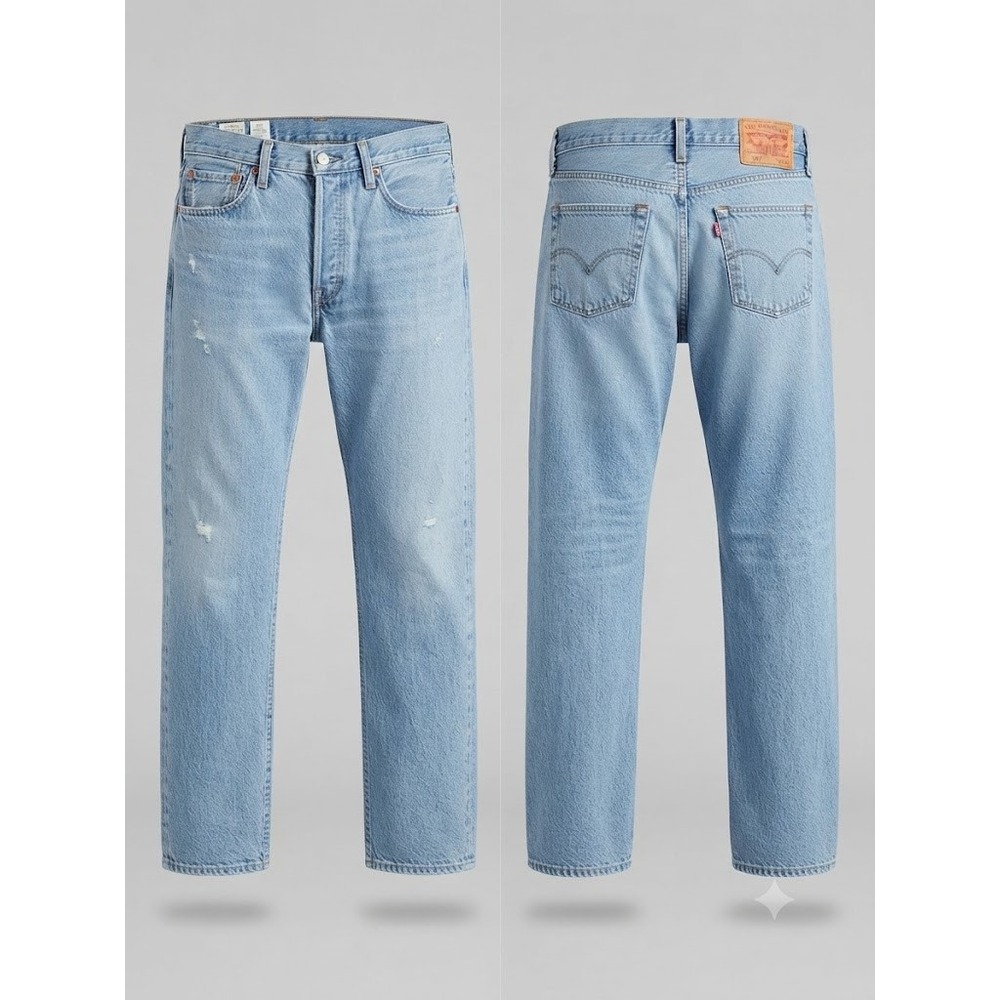 Levi's Jeans Mens 29x32 Blue 501 Original Fit Premium Distressed Light Wash